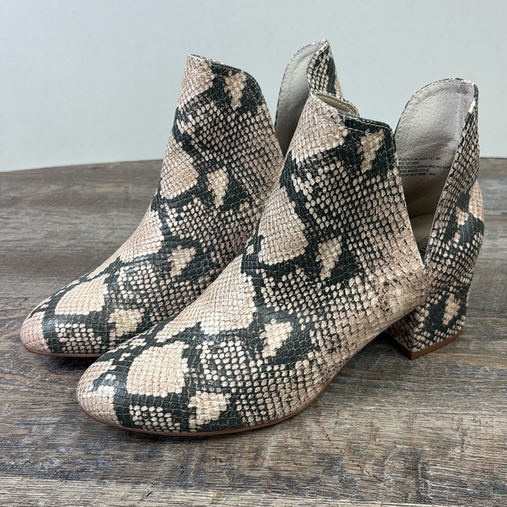 Steve Madden ROCKIR Snakeskin Embossed Ankle Boots Size 8